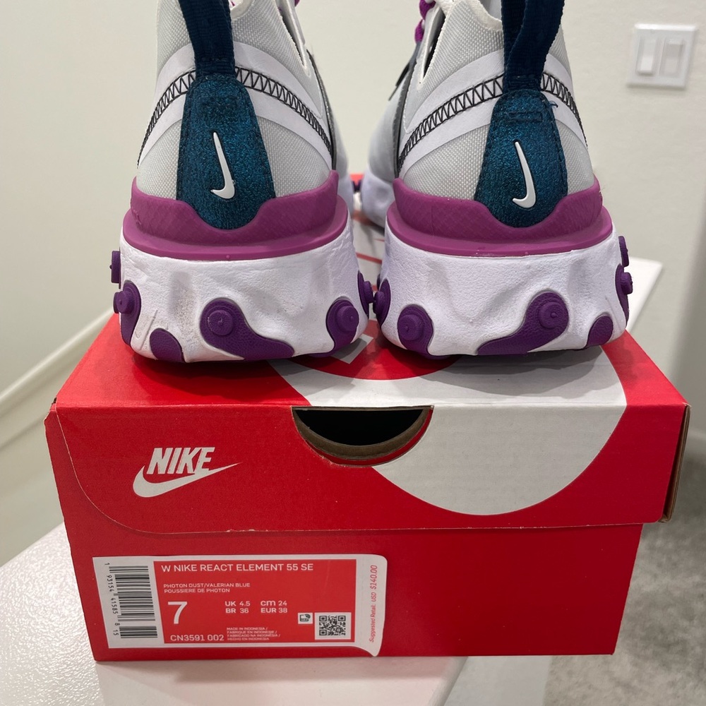 Nike Women’s React Element 55 SE Photon Dust Purple Blue - Picture 4 of 5